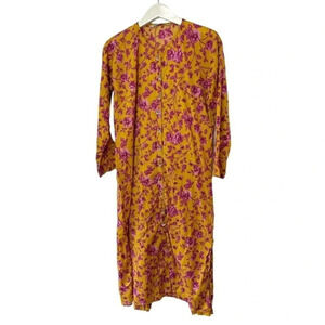 Generation Basic 10/12 mustard yellow &‎ pink flowers 2 piece boho top & pants